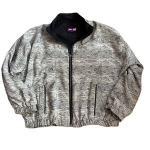 Tail Black Gray Patterned Jacket Small Paisley Bomber Vintage Granny